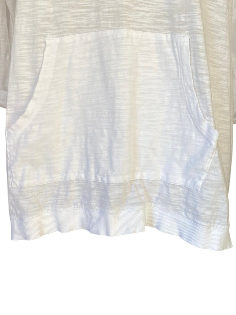J. Jill Tab Sleeve Knit Hoodie 100% Cotton White Lightweight Pullover Beach-XL - Picture 3 of 10